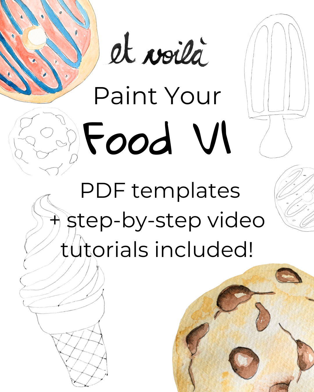 food template to download and paint along online tutorial with watercolour artist and teacher Pascale Reuter