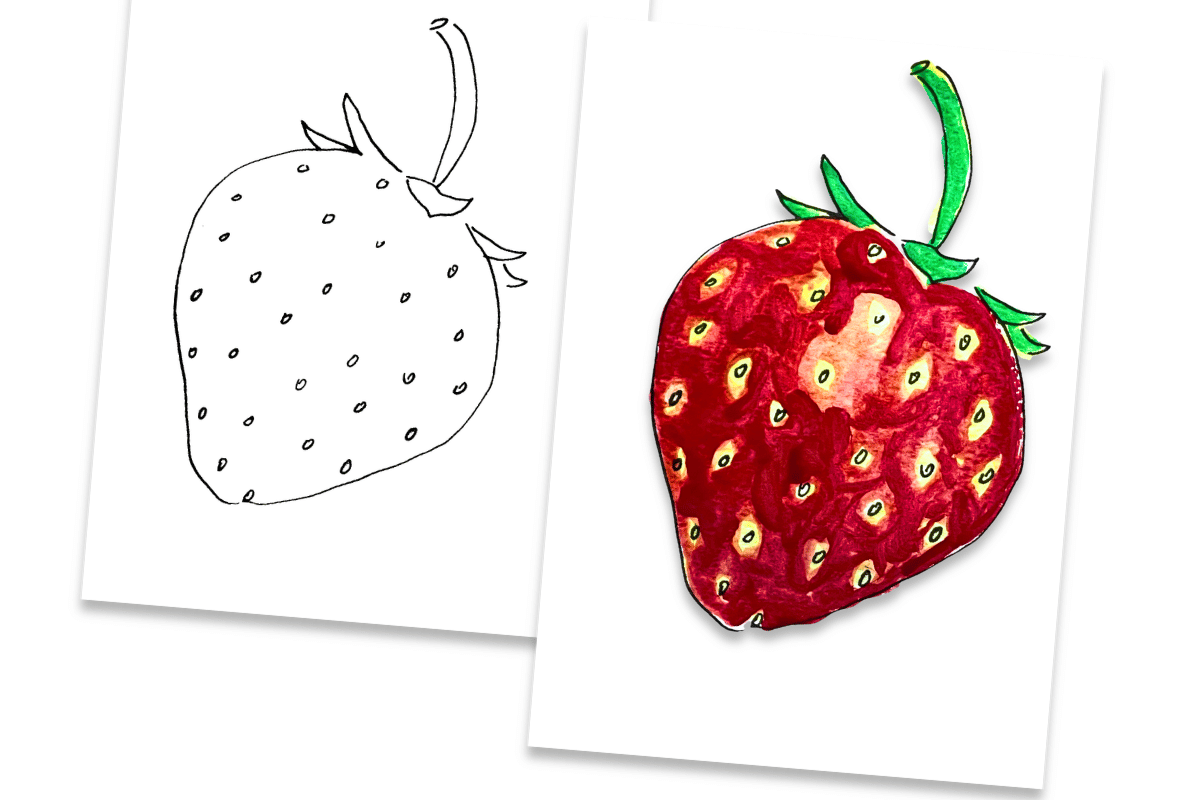 Strawberry watercolour painting