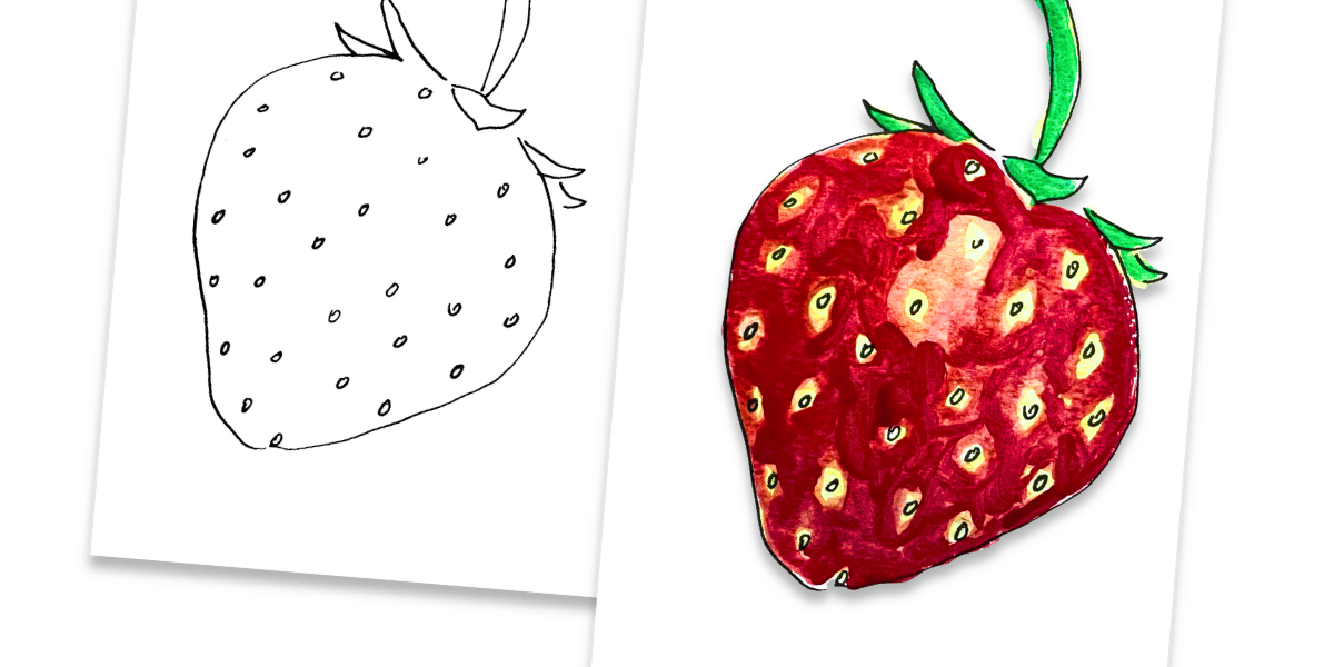 Strawberry watercolour painting