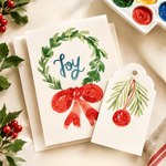 Christmas Cards Hand-painted  with matching Gift Tag