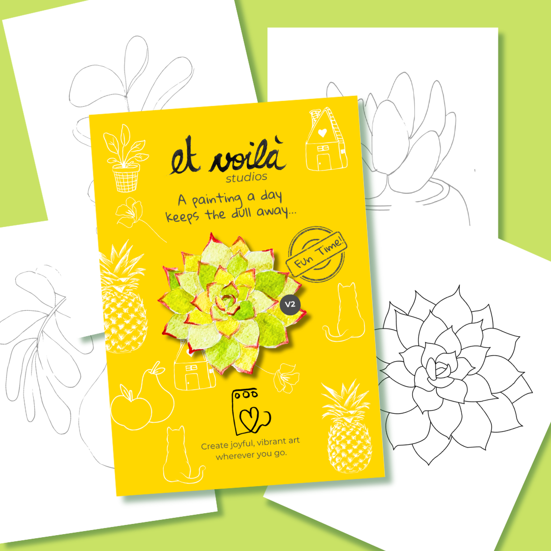Watercolour templates of Plants from the Et Voilà Dot Kit. This is your pdf template and tutorial