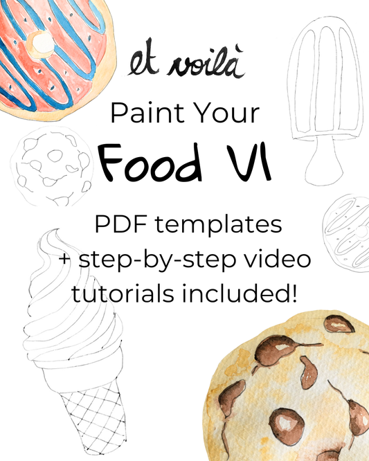 food template to download and paint along online tutorial with watercolour artist and teacher Pascale Reuter