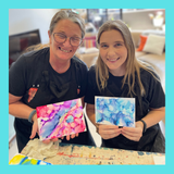 Introduction to alcohol ink workshop featuring abstract ink artworks and guided exercises for a fun, beginner-friendly creative session with Pascale from Et Voilà  Studios
