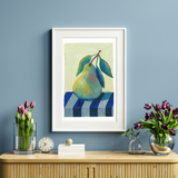 Still Life - Pear on Parade: A Dance of Stripes and Sweetness