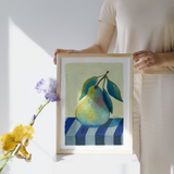 Still Life - Pear on Parade: A Dance of Stripes and Sweetness