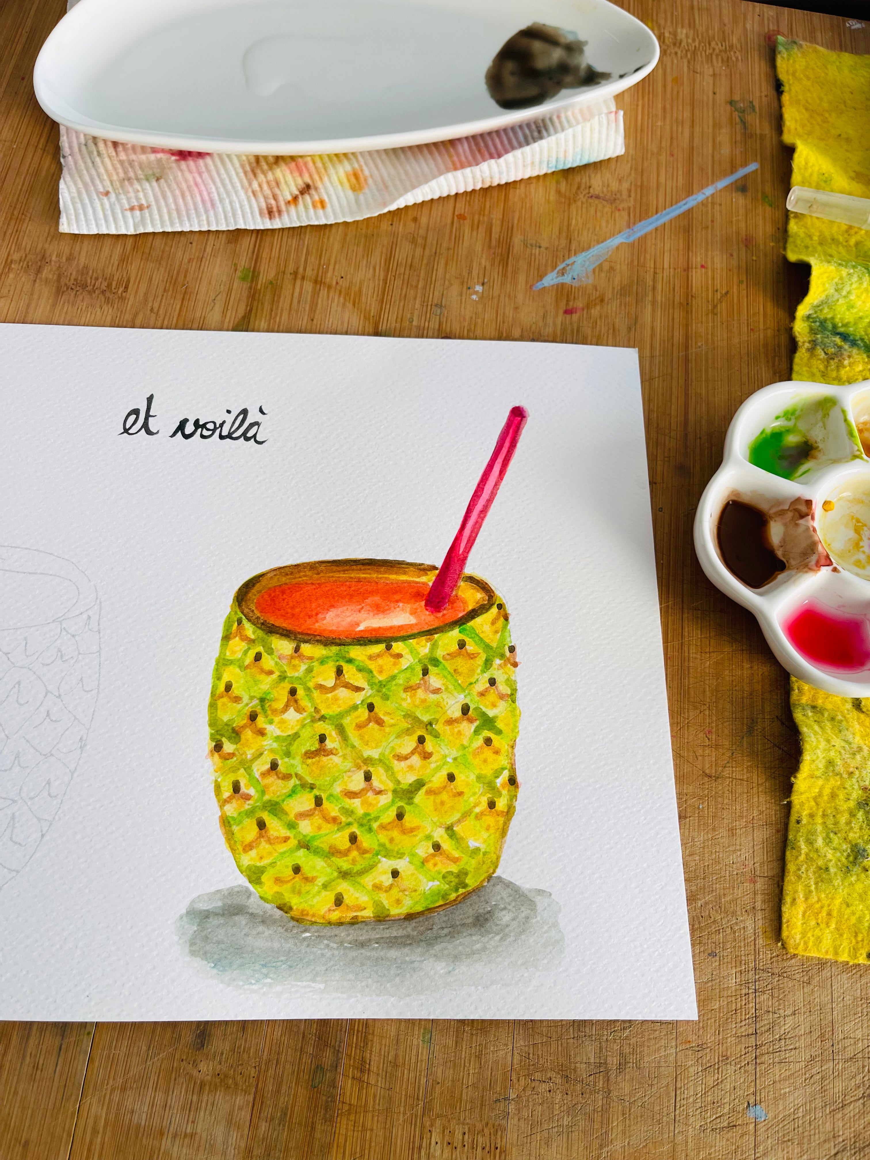 Pineapple cocktail - practice template by Pascale from Et Voilà Studios