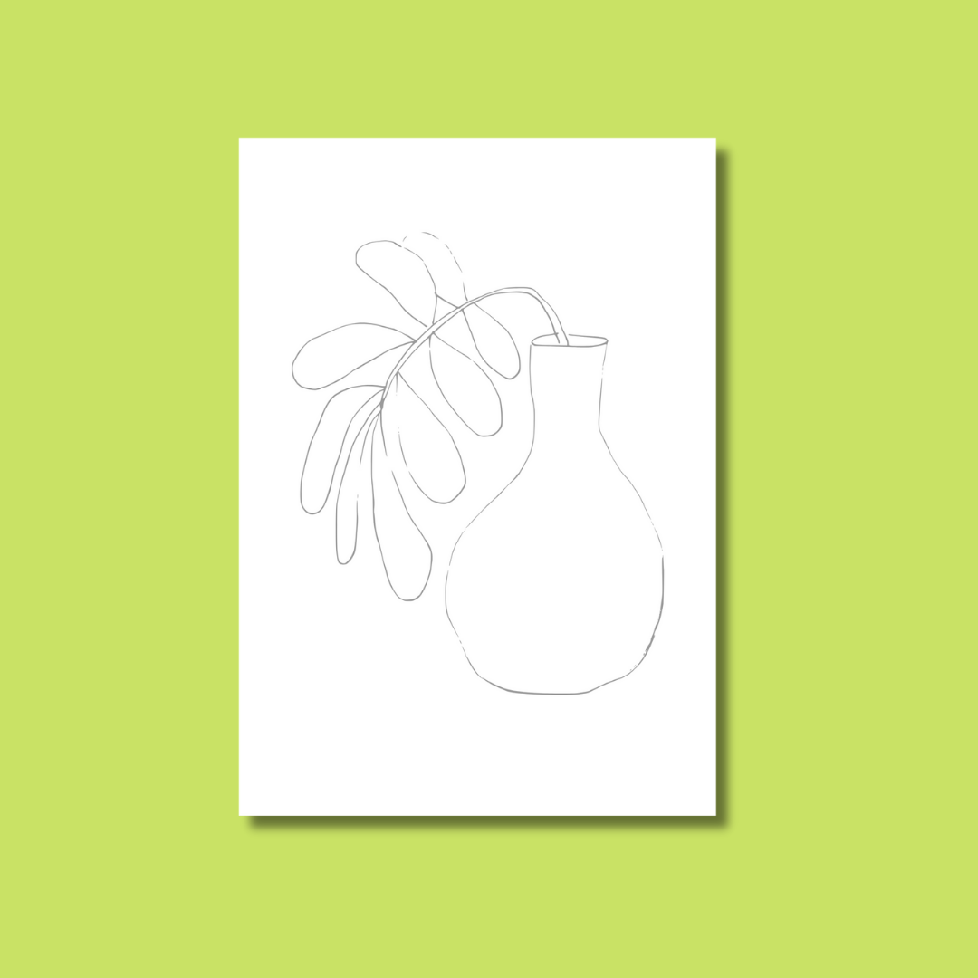 Learn how to paint a plant in a pot with the pre sketched template from Et Voilà  Studios