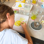 Watercolour painting workshop focused on summer fruits, with pre-drawn fruit designs and simple exercises for a relaxed, creative session.