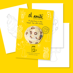 Beginner-friendly all-in-one watercolour painting kit with a pre-drawn food illustration by Et Voilà Studios.