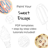 Sweet Escape is a food template to download and paint along online tutorial with watercolour artist and teacher Pascale Reuter